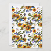 ネイビ素朴ースンフラワーサプライズ誕生日パーティー 招待状 (裏面)