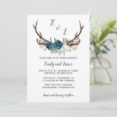 ネイビ素朴ーバラとの冬の結婚式招待状 招待状 (スタンド正面)