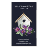 ネイビ素朴ーフローラバードハウスエ実在ステート不動産仲介業者 マグネット名刺 (正面縦)