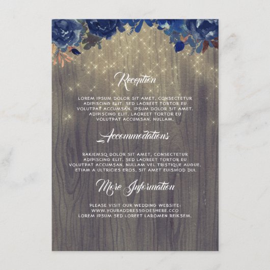 ネイビ素朴ーフローラ結婚ズ情報ゲスト エンクロージャーカード (正面)