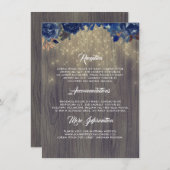 ネイビ素朴ーフローラ結婚ズ情報ゲスト エンクロージャーカード (正面/裏面)