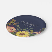 ネイビ素朴ーフローラ結婚ズ ペーパープレート (アングル)