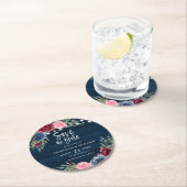 ネイビ素朴ーブルブルゴーニュフローラ保存日 ラウンドペーパーコースター (インサイチュ)