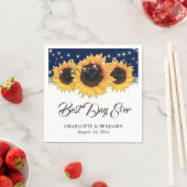 ネイビ素朴ーブルブルラップレースサンフラワー結婚ズ スタンダードカクテルナプキン (インサイチュ)