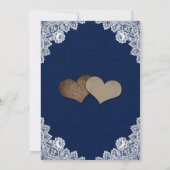 ネイビ素朴ーブルブルラップレースサンフラワー結婚ズ 招待状 (裏面)