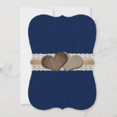 ネイビ素朴ーブルーのラップとレース結婚ズ 招待状 (裏面)