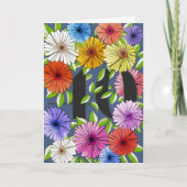 ネイビ素朴ーブルーパーソナライズされた40歳の誕生日フローラ カード (正面)