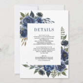ネイビ素朴ーブルーフローラオールイン結婚ズ 招待状 (裏面)