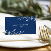 ネイビ素朴ーブルーフローラワイルドフラワー結婚ズ プレイスカード