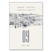 ネイビ素朴ーブルーワイナリーマウンテンスケッチ結婚ズ テーブルナンバー (裏面)