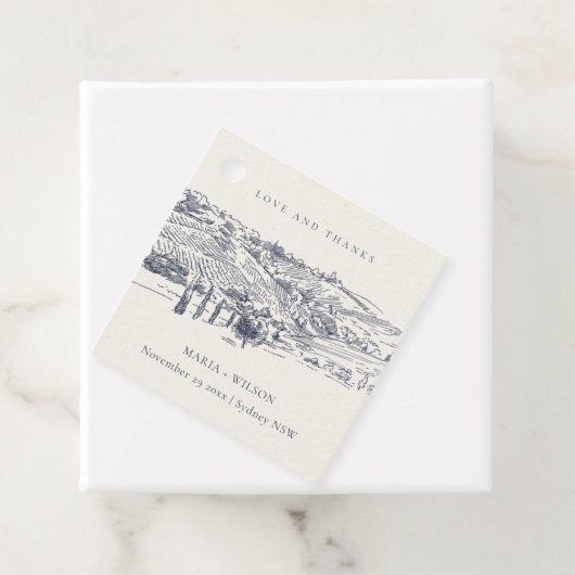 ネイビ素朴ーブルーワイナリーマウンテンスケッチ結婚ズ フェイバータグ (インサイチュ)