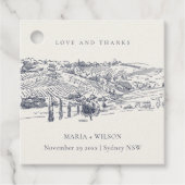 ネイビ素朴ーブルーワイナリーマウンテンスケッチ結婚ズ フェイバータグ (正面)