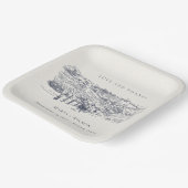 ネイビ素朴ーブルーワイナリーマウンテンスケッチ結婚ズ ペーパープレート (傾斜あり)