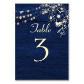 ネイビ素朴ーブルー結婚のテーブル番号 テーブルナンバー (裏面)