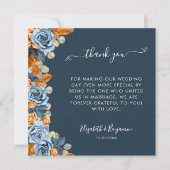 ネイビ素朴ーブルー結婚ラストの役人 サンキューカード (正面)