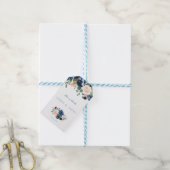 ネイビ素朴ーブルー赤面花開花結婚ズ ギフトタグ (より糸付き)