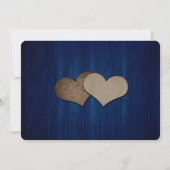 ネイビ素朴ーブルーMason Jarストリングライツ結婚ズ セーブザデート (裏面)