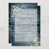 ネイビ素朴ーベビーズブレス結婚式招待状 招待状 (正面/裏面)