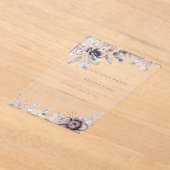 ネイビ素朴ーマウヴフローラボタニカル結婚ズ アクリル招待状 (レイダウン)