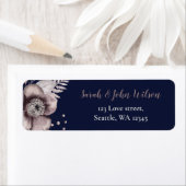 ネイビ素朴ーマウヴフローラボタニカル結婚ズ ラベル (インサイチュ)