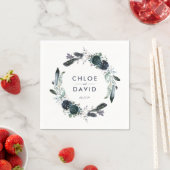 ネイビ素朴ー牡丹ウォーターパーソナライズされたカラー結婚ズ スタンダードカクテルナプキン (インサイチュ)