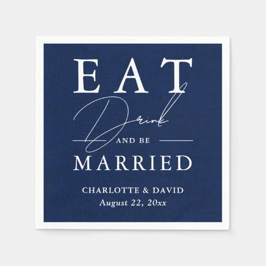 ネイビ素朴ー結婚ブのドックとビー結婚したプ スタンダードカクテルナプキン (正面)