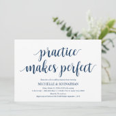 ネイビ素朴ー結婚・ブルーのリハーサル・ディナー 招待状 (スタンド正面)