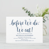 ネイビ素朴ー結婚・ブルーのリハーサル・ディナー 招待状 (スタンド正面)