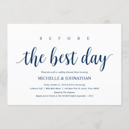 ネイビ素朴ー結婚・ブルーのリハーサル・ディナー 招待状