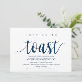 ネイビ素朴ー結婚・ブルーのリハーサル・ディナー 招待状 (スタンド正面)