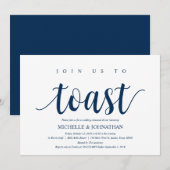 ネイビ素朴ー結婚・ブルーのリハーサル・ディナー 招待状 (正面/裏面)