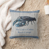 ネイビ素朴ー航海のロブスターコースタルグレー材 クッション (ブランケット)