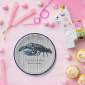 ネイビ素朴ー航海のロブスターコースタルグレー材 ペーパープレート (パーティー)