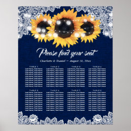 ネイビ素朴ー青ひまわり結婚の座席表8 ポスター