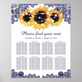 ネイビ素朴ー青ひまわり結婚の座席表8 ポスター