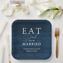ネイビ素朴ー食べブ結婚したル・ドリンクとベ結婚ーズ ペーパープレート