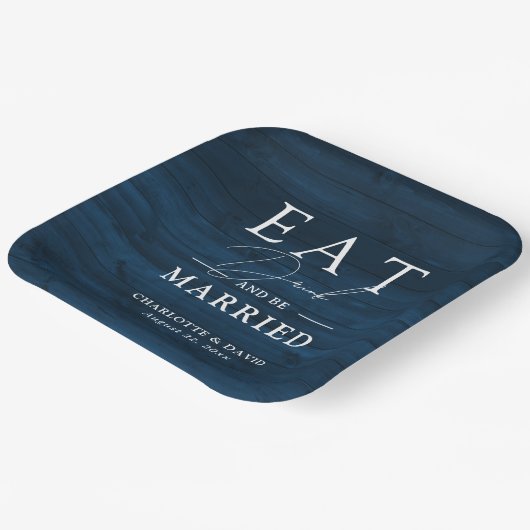 ネイビ素朴ー食べブ結婚したル・ドリンクとベ結婚ーズ ペーパープレート (傾斜あり)