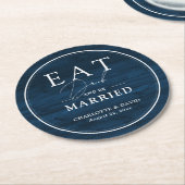 ネイビ素朴ー食べブ結婚したル・ドリンクとベ結婚ーズ ラウンドペーパーコースター (アングル)