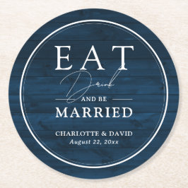 ネイビ素朴ー食べブ結婚したル・ドリンクとベ結婚ーズ ラウンドペーパーコースター