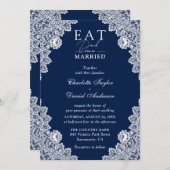 ネイビ素朴ー食べブ結婚したル・ドリンクとベ結婚ーズ 招待状 (正面/裏面)