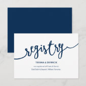 ネイビ素朴ー·ブルー·スクリ結婚プト、のレジストリ エンクロージャーカード (正面/裏面)