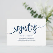 ネイビ素朴ー·ブルー·スクリ結婚プト、のレジストリ エンクロージャーカード (スタンド正面)