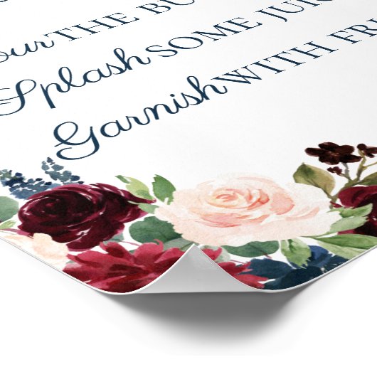 ネイビ素朴ー&マルサラフローラミモサバー標識 ポスター (角)