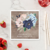 ネイビ素朴ー&赤面フローラシャワー紙ナプキンス スタンダードランチョンナプキン (インサイチュ)