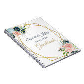 ネイビ素朴赤面金ゴールドフローラ幾何結婚の ノートブック (右側)