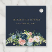 ネイビ素朴赤面金ゴールドフローラ幾何結婚の フェイバータグ (裏面)