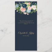 ネイビ素朴赤面金ゴールドフローラ幾何結婚の メニュー (裏面)