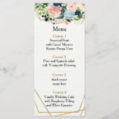 ネイビ素朴赤面金ゴールドフローラ幾何結婚の メニュー (正面)
