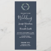 ネイビ素朴離れーブルーの結婚式プログラム プログラム (正面)