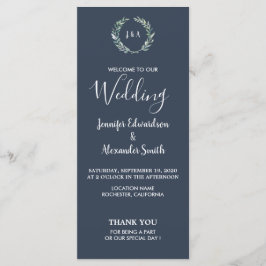 ネイビ素朴離れーブルーの結婚式プログラム プログラム